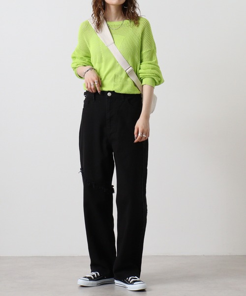 RE730(アールイーセブンサーティー)の「Switchable wide baggy pants / 切替ワイドバギーパンツ(デニムパンツ・メンズ・ブラック/ブラック系1・M/L/XL)」の18枚目の写真