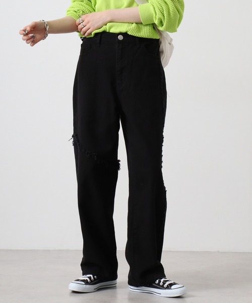 RE730(アールイーセブンサーティー)の「Switchable wide baggy pants / 切替ワイドバギーパンツ(デニムパンツ・メンズ・ブラック/ブラック系1・M/L/XL)」の15枚目の写真