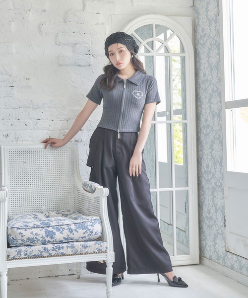 ANDGEEBEE（アンジービー）の「ダブルジップケーブルトップス（その他トップス・レディース・アイボリー/チャコールグレー・FREE）」の4枚目の写真