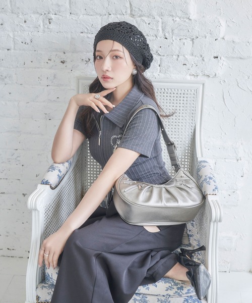 ANDGEEBEE（アンジービー）の「ダブルジップケーブルトップス（その他トップス・レディース・アイボリー/チャコールグレー・FREE）」の7枚目の写真