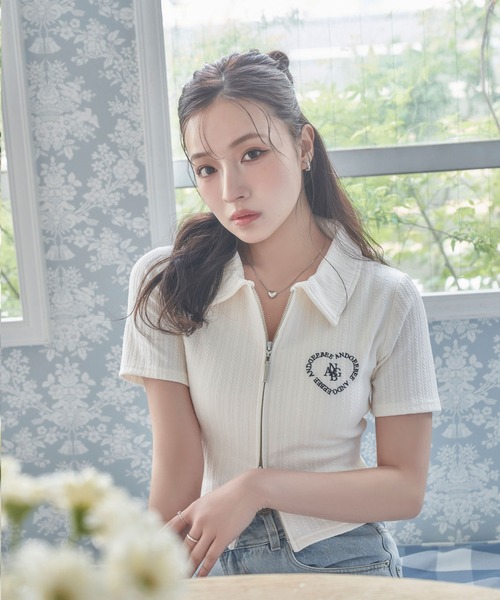 ANDGEEBEE（アンジービー）の「ダブルジップケーブルトップス（その他トップス・レディース・アイボリー/チャコールグレー・FREE）」の12枚目の写真