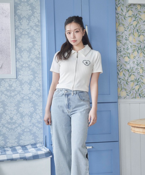 ANDGEEBEE（アンジービー）の「ダブルジップケーブルトップス（その他トップス・レディース・アイボリー/チャコールグレー・FREE）」の14枚目の写真