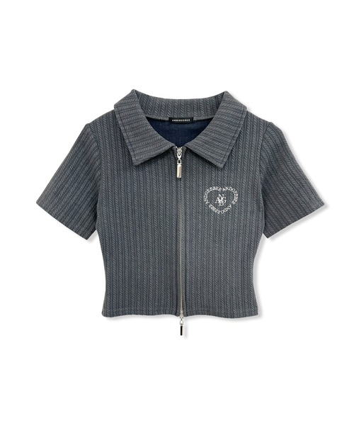 ANDGEEBEE（アンジービー）の「ダブルジップケーブルトップス（その他トップス・レディース・アイボリー/チャコールグレー・FREE）」の10枚目の写真