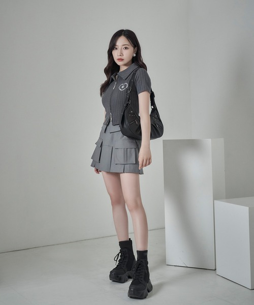 ANDGEEBEE（アンジービー）の「ダブルジップケーブルトップス（その他トップス・レディース・アイボリー/チャコールグレー・FREE）」の21枚目の写真