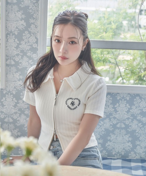 ANDGEEBEE（アンジービー）の「ダブルジップケーブルトップス（その他トップス・レディース・アイボリー/チャコールグレー・FREE）」の19枚目の写真