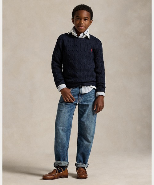 POLO RALPH LAUREN CHILDRENSWEAR（ポロ ラルフ ローレン チルドレンズウェア）の「ケーブルニット コットン セーター（ニット/セーター・キッズ・ネイビー系1・L/M/S/XL）」の6枚目の写真