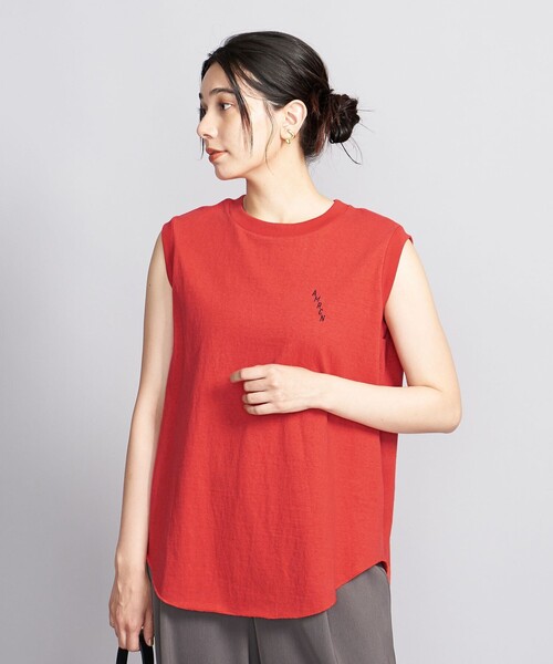 AMERICANA(アメリカーナ)の「<Americana>ラウンドヘム タンクトップ(Tシャツ/カットソー・レディース・レッド/ブラック・FREE)」の2枚目の写真