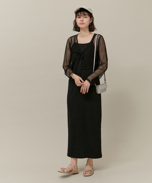 ROPE' PICNIC（ロペピクニック）の「クロップドメッシュカットカーディガン（カーディガン/ボレロ・レディース・ブラック/キナリ・38）」の3枚目の写真