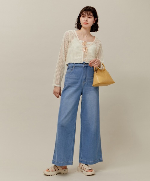 ROPE' PICNIC（ロペピクニック）の「クロップドメッシュカットカーディガン（カーディガン/ボレロ・レディース・ブラック/キナリ・38）」の9枚目の写真