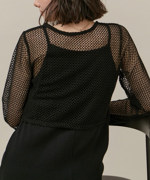 ROPE' PICNIC(ロペピクニック)の「クロップドメッシュカットカーデ(カーディガン/ボレロ・レディース・ブラック/キナリ・38)」の18枚目の写真