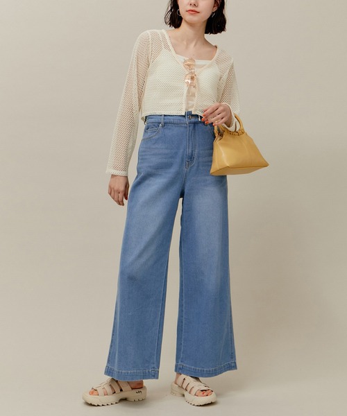 ROPE' PICNIC(ロペピクニック)の「クロップドメッシュカットカーデ(カーディガン/ボレロ・レディース・ブラック/キナリ・38)」の21枚目の写真