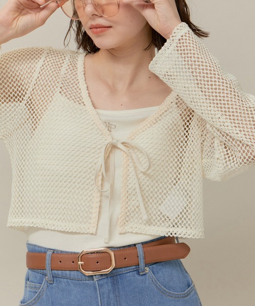 ROPE' PICNIC(ロペピクニック)の「クロップドメッシュカットカーデ(カーディガン/ボレロ・レディース・ブラック/キナリ・38)」の22枚目の写真