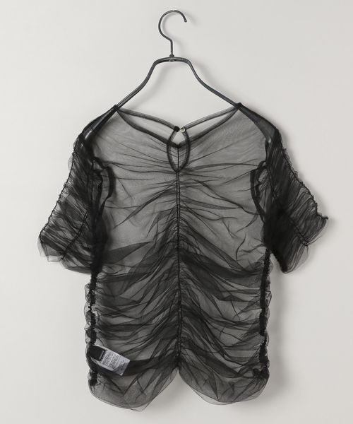 JEANASIS（ジーナシス）の「チュールギャザーTEE SS/130143（Tシャツ/カットソー・レディース・ブラック/ライトグレー/ピンク・FREE）」の12枚目の写真