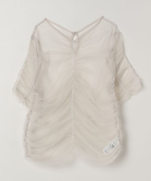 JEANASIS（ジーナシス）の「チュールギャザーTEE SS/130143（Tシャツ/カットソー・レディース・ブラック/ライトグレー/ピンク・FREE）」の6枚目の写真