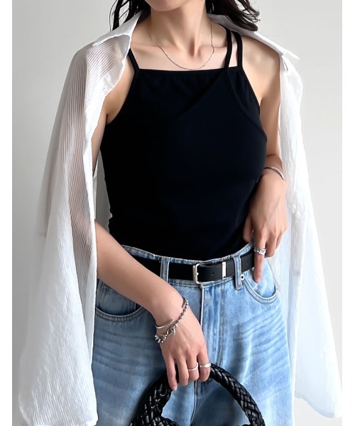 セール】[接触冷感]リブカットソーカップ付きレイヤード