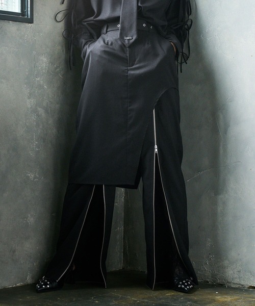 HARE（ハレ）の「【EDGY MODE】レイヤードジップパンツ（その他パンツ・レディース・ブラック/ストライプ・FREE）」の2枚目の写真