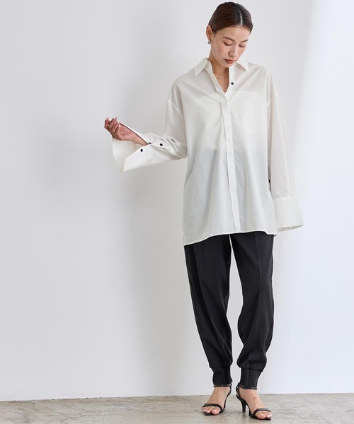 UR'S(ユアーズ)の「2wayワイドカフスシャツ(シャツ/ブラウス・レディース・ブルー/オフホワイト・S/M/L)」の5枚目の写真