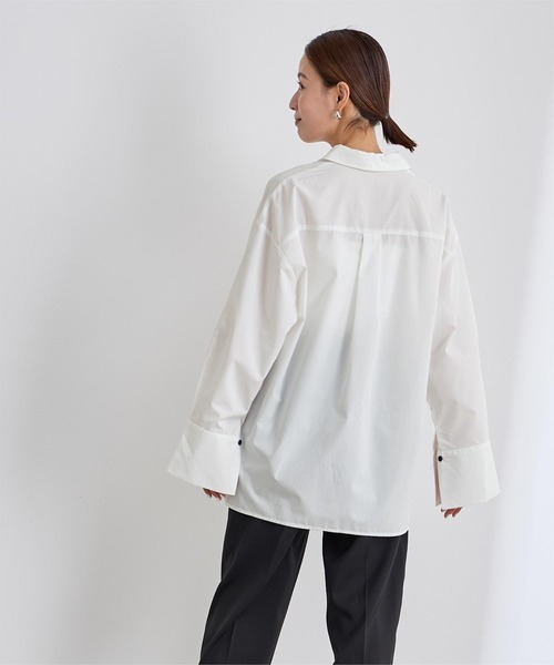 UR'S(ユアーズ)の「2wayワイドカフスシャツ(シャツ/ブラウス・レディース・ブルー/オフホワイト・S/M/L)」の7枚目の写真