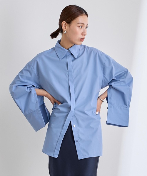 UR'S(ユアーズ)の「2wayワイドカフスシャツ(シャツ/ブラウス・レディース・ブルー/オフホワイト・S/M/L)」の15枚目の写真