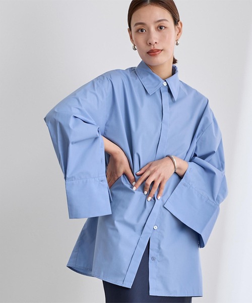 UR'S(ユアーズ)の「2wayワイドカフスシャツ(シャツ/ブラウス・レディース・ブルー/オフホワイト・S/M/L)」の17枚目の写真