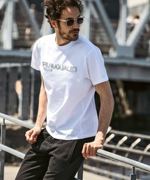1PIU1UGUALE3 RELAX(ウノピゥウノウグァーレトレ リラックス)スパークリングロゴ ラインストーン シルケット ブランドロゴ 半袖Tシャツ