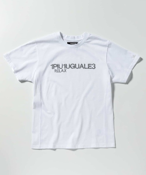 1PIU1UGUALE3 RELAX (ウノピゥウノウグァーレトレ リラックス)の「1PIU1UGUALE3 RELAX(ウノピゥウノウグァーレトレ リラックス)スパークリングロゴ ラインストーン シルケット ブランドロゴ 半袖Tシャツ(Tシャツ/カットソー・メンズ・ホワイト/ブラック・S/M/L/XL/XXL)」の9枚目の写真