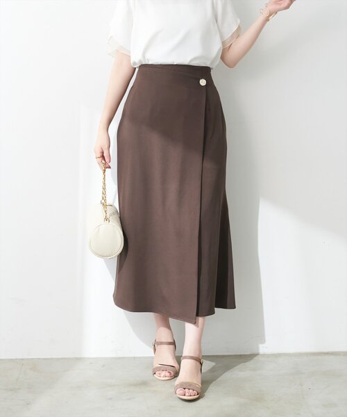 セール】ベコベコ釦ラップキレイめスカート（スカート）｜natural