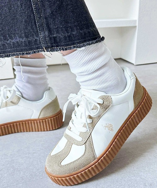 U.S. POLO ASSN.（ユーエスポロアッスン）の「【新色追加】GeeRA別注【U.S. POLO ASSN.】厚底スニーカー（スニーカー・レディース・ブラック/ホワイト/ホワイト系その他/キャメル・22.5cm/23cm/23.5cm/24cm/24.5cm）」の2枚目の写真