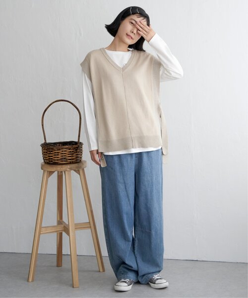 LBC（エルビーシー）の「2WAY配色リボンベスト（ニット/セーター・レディース・ベージュ/ブルー系その他/ブラック/チャコールグレー・M/L）」の22枚目の写真