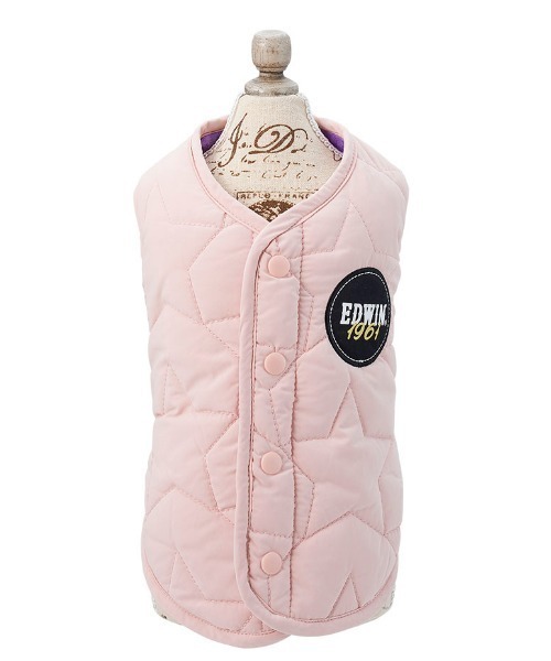 EDWIN（エドウィン）の「EDWIN/星柄キルティングリバースブルベスト（ペットウェア・レディース・ピンク/カーキ・XS/S/M/L/2L/3L）」の7枚目の写真