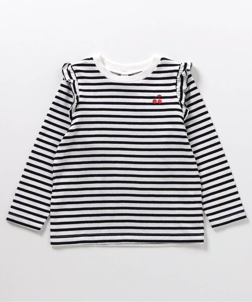 apres les cours（アプレレクール）の「7days Style/ワンポイント肩フリルTシャツ（Tシャツ/カットソー・キッズ・その他2/ラベンダー/ネイビー/ブラウン/ピンク/アイボリー/サックスブルー・80/90/100/110/120/130/140）」の7枚目の写真