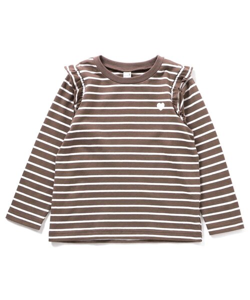 apres les cours（アプレレクール）の「7days Style/ワンポイント肩フリルTシャツ（Tシャツ/カットソー・キッズ・その他2/ラベンダー/ネイビー/ブラウン/ピンク/アイボリー/サックスブルー・80/90/100/110/120/130/140）」の3枚目の写真