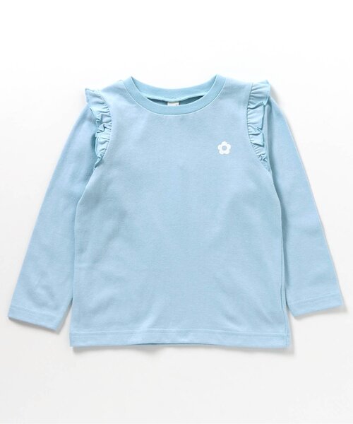 apres les cours（アプレレクール）の「7days Style/ワンポイント肩フリルTシャツ（Tシャツ/カットソー・キッズ・その他2/ラベンダー/ネイビー/ブラウン/ピンク/アイボリー/サックスブルー・80/90/100/110/120/130/140）」の4枚目の写真