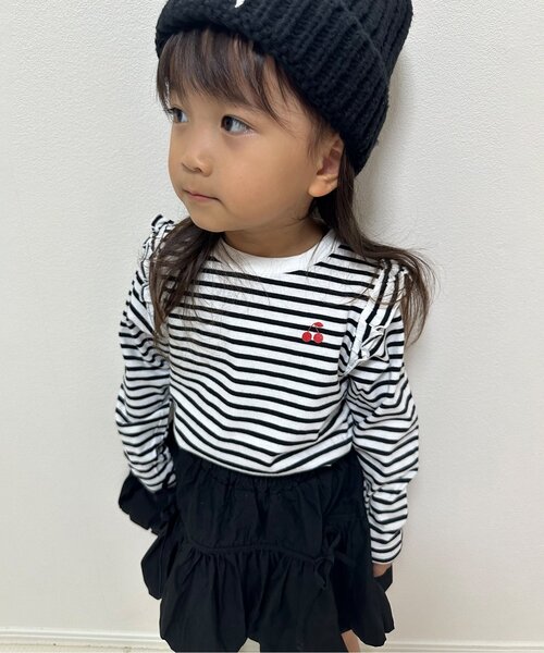 apres les cours（アプレレクール）の「7days Style/ワンポイント肩フリルTシャツ（Tシャツ/カットソー・キッズ・その他2/ラベンダー/ネイビー/ブラウン/ピンク/アイボリー/サックスブルー・80/90/100/110/120/130/140）」の8枚目の写真