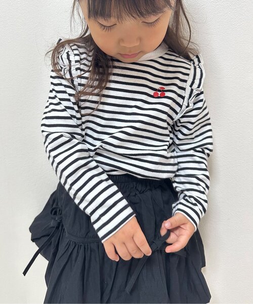 apres les cours（アプレレクール）の「7days Style/ワンポイント肩フリルTシャツ（Tシャツ/カットソー・キッズ・その他2/ラベンダー/ネイビー/ブラウン/ピンク/アイボリー/サックスブルー・80/90/100/110/120/130/140）」の10枚目の写真