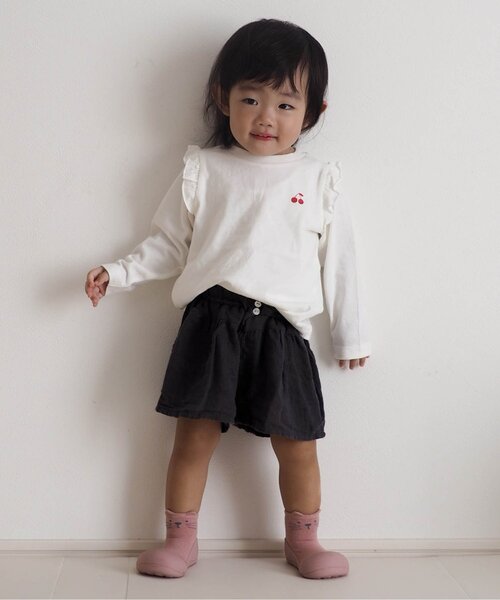 apres les cours（アプレレクール）の「7days Style/ワンポイント肩フリルTシャツ（Tシャツ/カットソー・キッズ・その他2/ラベンダー/ネイビー/ブラウン/ピンク/アイボリー/サックスブルー・80/90/100/110/120/130/140）」の11枚目の写真