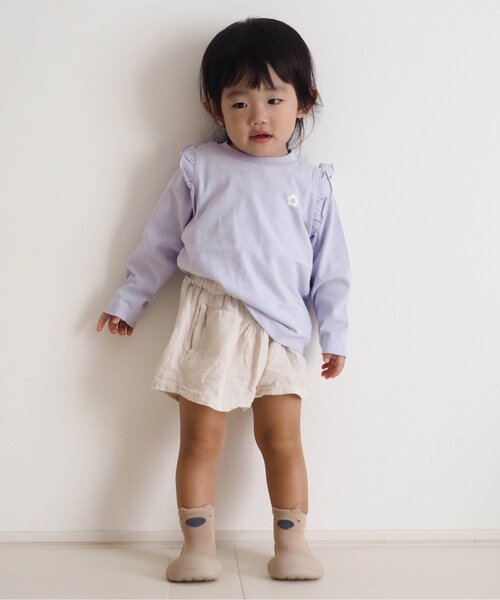 apres les cours（アプレレクール）の「7days Style/ワンポイント肩フリルTシャツ（Tシャツ/カットソー・キッズ・その他2/ラベンダー/ネイビー/ブラウン/ピンク/アイボリー/サックスブルー・80/90/100/110/120/130/140）」の12枚目の写真