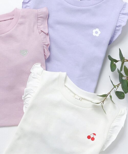 apres les cours（アプレレクール）の「7days Style/ワンポイント肩フリルTシャツ（Tシャツ/カットソー・キッズ・その他2/ラベンダー/ネイビー/ブラウン/ピンク/アイボリー/サックスブルー・80/90/100/110/120/130/140）」の16枚目の写真