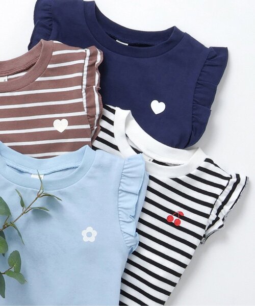 apres les cours（アプレレクール）の「7days Style/ワンポイント肩フリルTシャツ（Tシャツ/カットソー・キッズ・その他2/ラベンダー/ネイビー/ブラウン/ピンク/アイボリー/サックスブルー・80/90/100/110/120/130/140）」の17枚目の写真