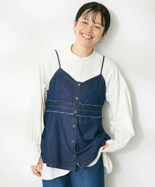 CRAFT STANDARD BOUTIQUE(クラフトスタンダードブティック)の「デニム2WAYキャミビスチェ(ベスト・レディース・インディゴブルー/ナチュラル/ブラック・FREE)」の4枚目の写真