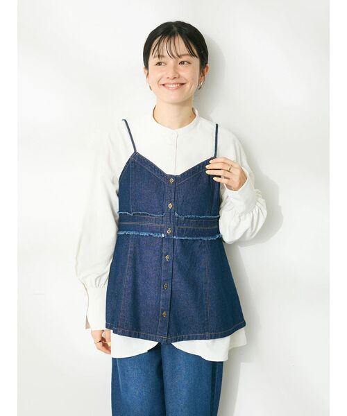 CRAFT STANDARD BOUTIQUE(クラフトスタンダードブティック)の「デニム2WAYキャミビスチェ(ベスト・レディース・インディゴブルー/ナチュラル/ブラック・FREE)」の5枚目の写真