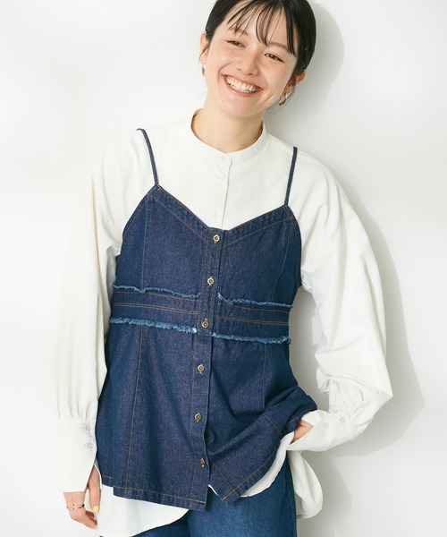 CRAFT STANDARD BOUTIQUE(クラフトスタンダードブティック)の「デニム2WAYキャミビスチェ(ベスト・レディース・インディゴブルー/ナチュラル/ブラック・FREE)」の2枚目の写真