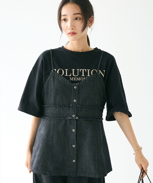 CRAFT STANDARD BOUTIQUE(クラフトスタンダードブティック)の「デニム2WAYキャミビスチェ(ベスト・レディース・インディゴブルー/ナチュラル/ブラック・FREE)」の1枚目の写真