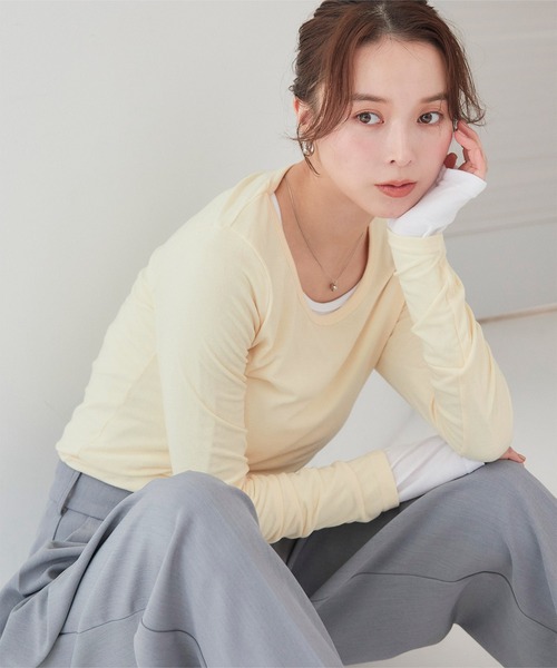 tシャツ 「WEB限定」トリコットシアーロングTシャツ レディース シアーロングTシャツ（Tシャツ/カットソー）｜titivate