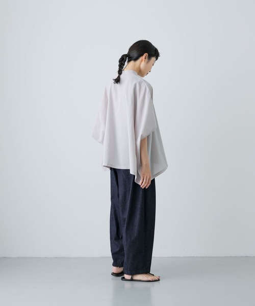 新品　今季　かぐれ　コットンスクエアポンチョシャツ 2025年春夏　ブルー　綿 かぐれ｜コットンスクエアポンチョシャツ - かぐれ(カグレ