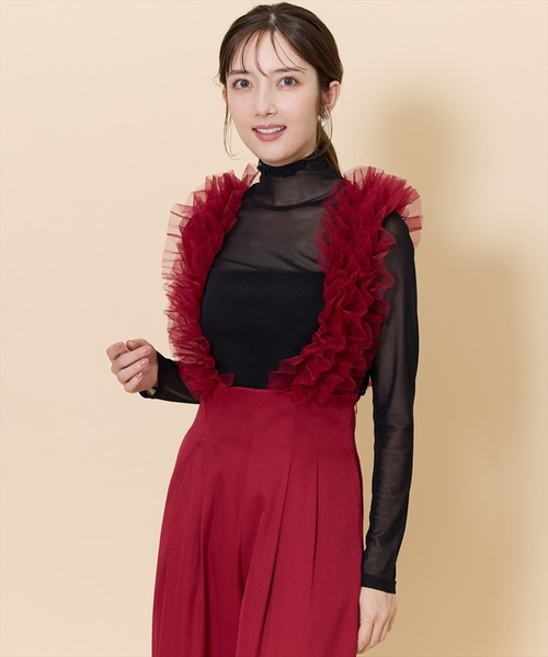 SWINGLE(スウィングル)の「チュールサスペンダー付き2WAYワイドパンツ(その他パンツ・レディース・ブラック/ボルドー/ライトグレー・SMALL/MEDIUM)」の9枚目の写真