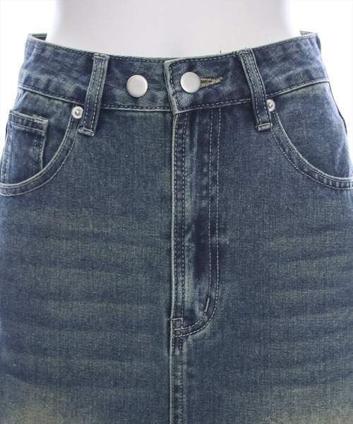 clear（クリア）の「【低身長サイズ有】スリット入りデニムスカート [美シルエット ヴィンテージライク カジュアル]≪再入荷≫（デニムスカート・レディース・ブルー/ブラック/ライトブルー・S/M/XS）」の8枚目の写真