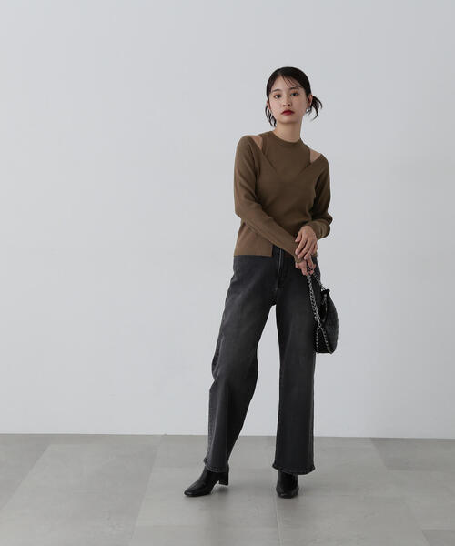 N.（N. Natural Beauty Basic）（エヌエヌナチュラルビューティーベーシック）の「◆アメスリタンク＆Vネックニットセット（ニット/セーター・レディース・ブラウン/ブラック/オフホワイト・MEDIUM）」の14枚目の写真