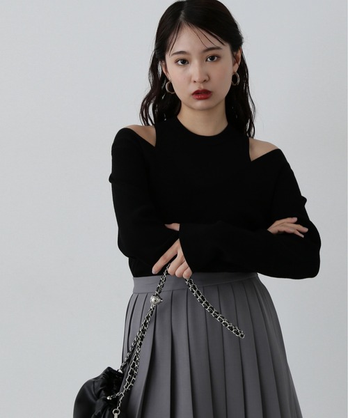 N.（N. Natural Beauty Basic）（エヌエヌナチュラルビューティーベーシック）の「◆アメスリタンク＆Vネックニットセット（ニット/セーター・レディース・ブラウン/ブラック/オフホワイト・MEDIUM）」の5枚目の写真