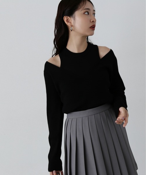 N.（N. Natural Beauty Basic）（エヌエヌナチュラルビューティーベーシック）の「◆アメスリタンク＆Vネックニットセット（ニット/セーター・レディース・ブラウン/ブラック/オフホワイト・MEDIUM）」の6枚目の写真